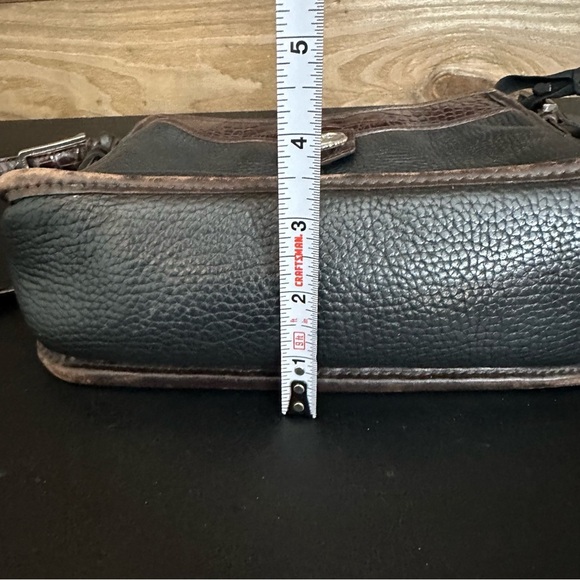 Vintage Brighton Pebble Grain Leather Black w/Brown Alligator Embossed Purse - Picture 13 of 16